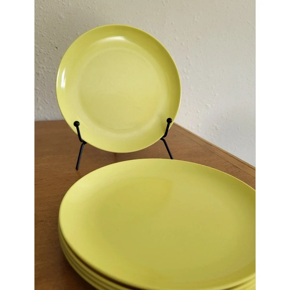 Set of 5 Vintage Melamine Melmac‎ Air Flite Saucer Dessert Plates Yellow 6